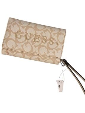 Guess cream and white wallet clutch